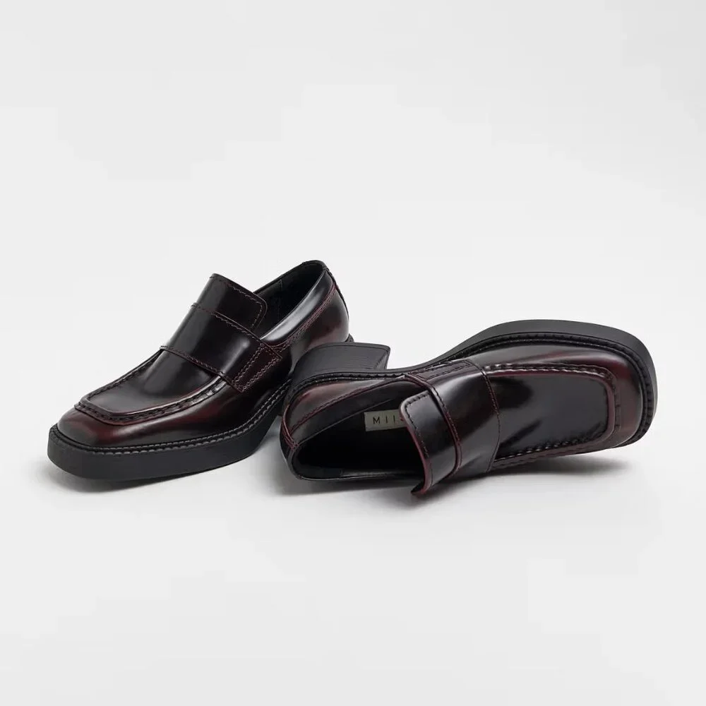 NIB! SOLD OUT COLOR! MIISTA KARINA BURGUNDY BRUSH OFF LEATHER LOAFERS sz38 - Picture 12 of 15